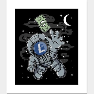 Astronaut Reaching Litecoin LTC Coin To The Moon Crypto Token Cryptocurrency Blockchain Wallet Birthday Gift For Men Women Kids Posters and Art